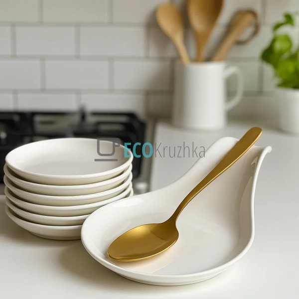 Кухонна підставка під ложку з порцеляни, біла, 25 см (98 ...