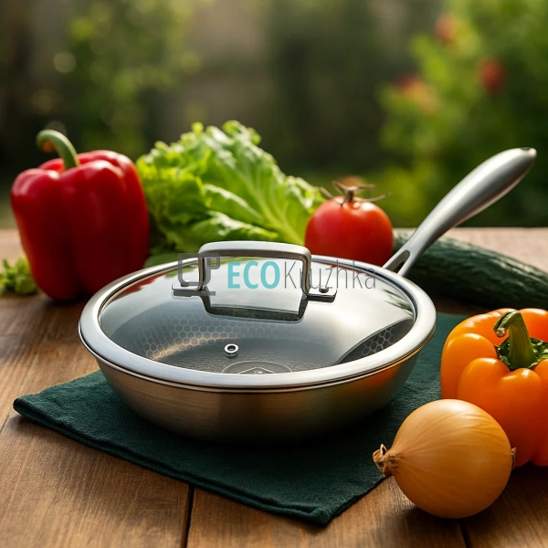 Глибока сковорода нержавіюча професійна з кришкою 26 х ... Глибока сковорода нержавіюча професійна з кришкою 26 х ...