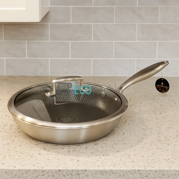 Глибока сковорода нержавіюча професійна з кришкою 28 х 5.5 см Edenberg EB-13025