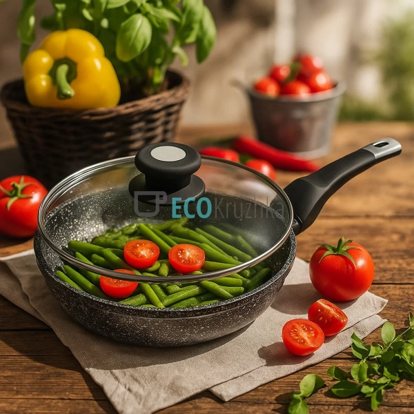 Сковорідка з кришкою та Мраморним покриттям 22 см EB-916 ...