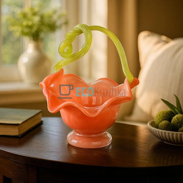 Скляна ваза-кошик Coraline 28×24×29 см — ручної роботи ... Скляна ваза-кошик Coraline 28×24×29 см — ручної роботи ...