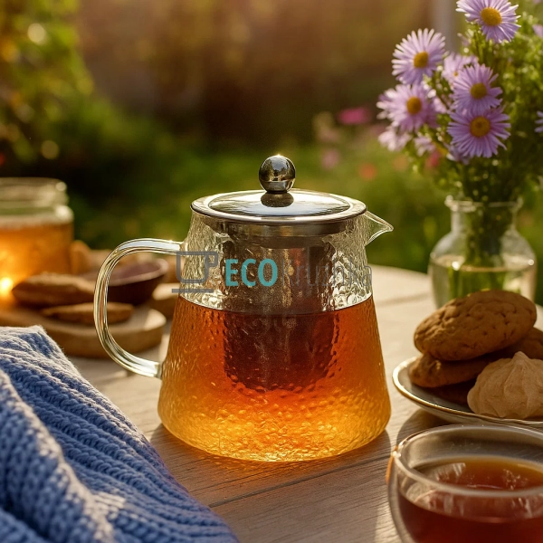 Заварювальний чайник скляний Ребристий 600 мл Edenberg П ... Заварювальний чайник скляний Ребристий 600 мл Edenberg П ...