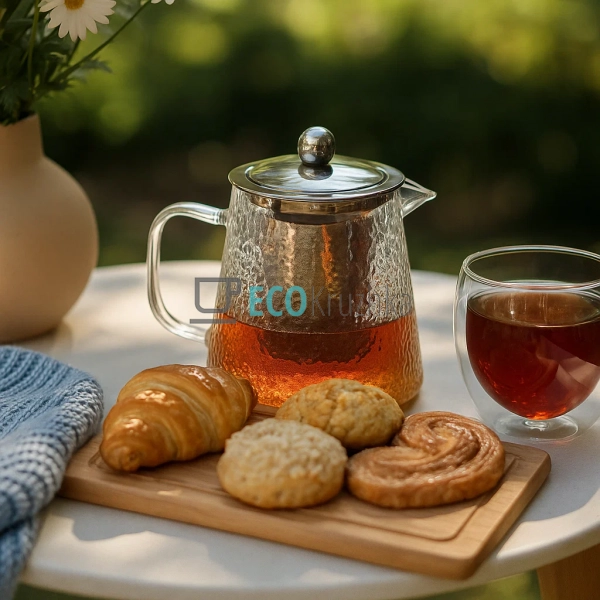 Заварювальний чайник скляний Ребристий 600 мл Edenberg П ... Заварювальний чайник скляний Ребристий 600 мл Edenberg П ...