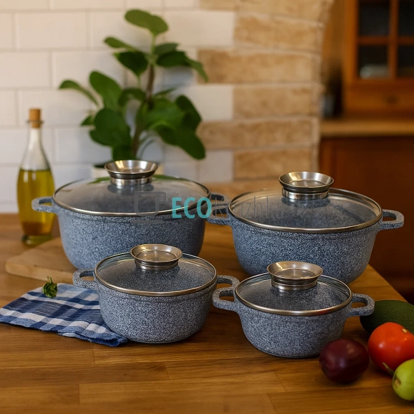 Набір каструль Edenberg 8 предметів з мармуровим антипри ...