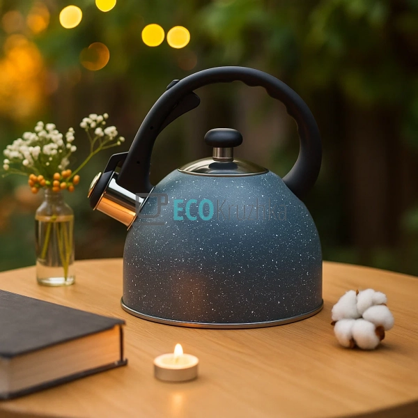 Чайник Edenberg Сірий 1.5л із нержавіючої сталі із свист ...