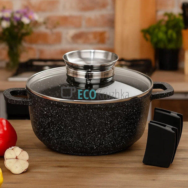Каструля-казан 3.3 л Edenberg з гранітним покриттям та с ... Каструля-казан 3.3 л Edenberg з гранітним покриттям та с ...