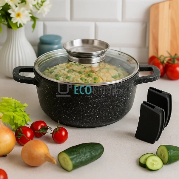 Каструля-казан 3.3 л Edenberg з гранітним покриттям та с ... Каструля-казан 3.3 л Edenberg з гранітним покриттям та с ...