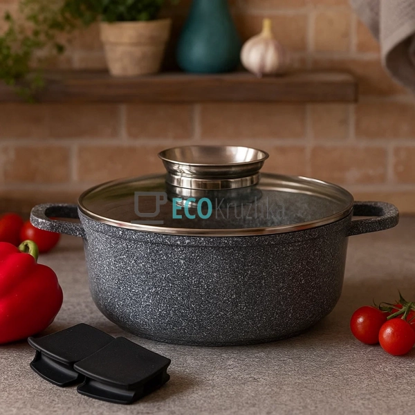 Каструля-казан Edenberg з гранітним покриттям та скляною ...