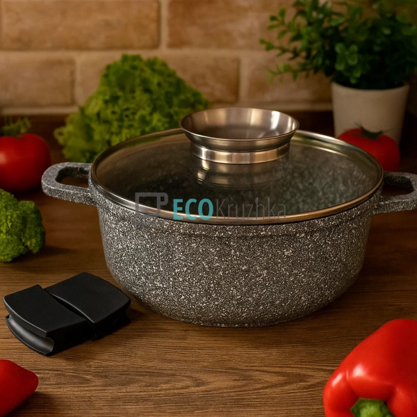 Каструля-казан Edenberg з гранітним покриттям та скляною ...
