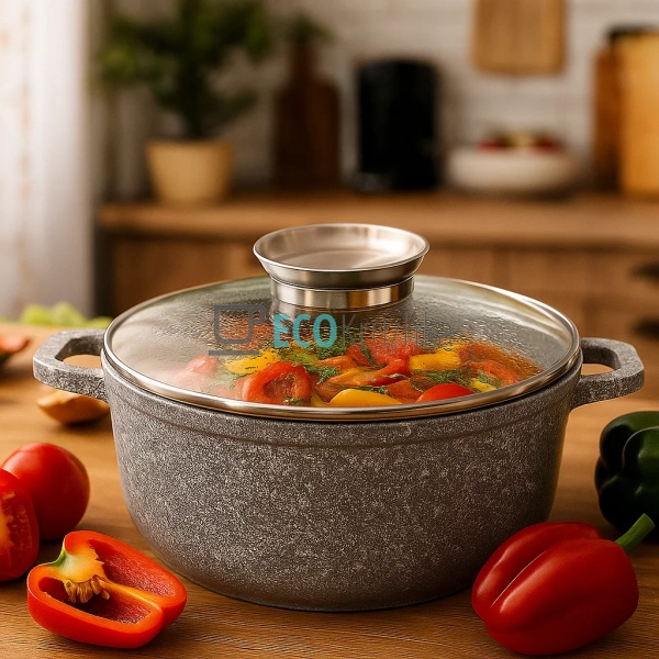 Каструля-казан Edenberg з гранітним покриттям та скляною ...