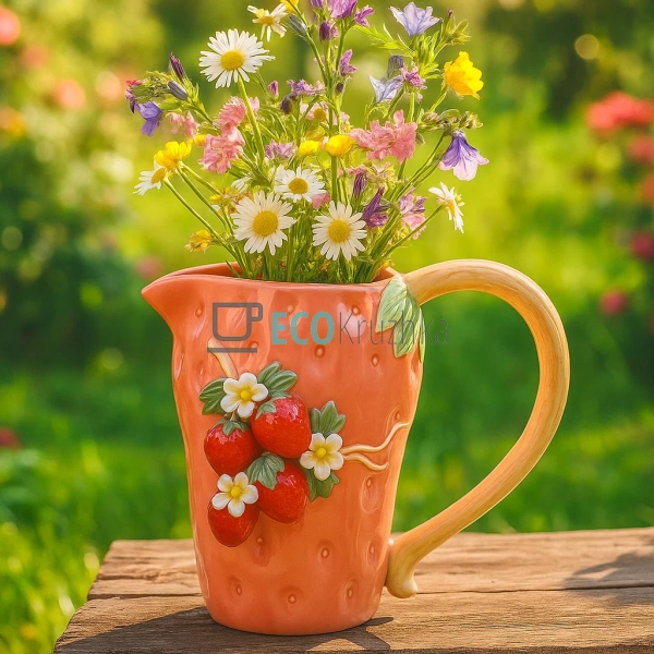 Ваза-глечик порцелянова Strawberry 26 см х 17 см х 22.5 ... Ваза-глечик порцелянова Strawberry 26 см х 17 см х 22.5 ...