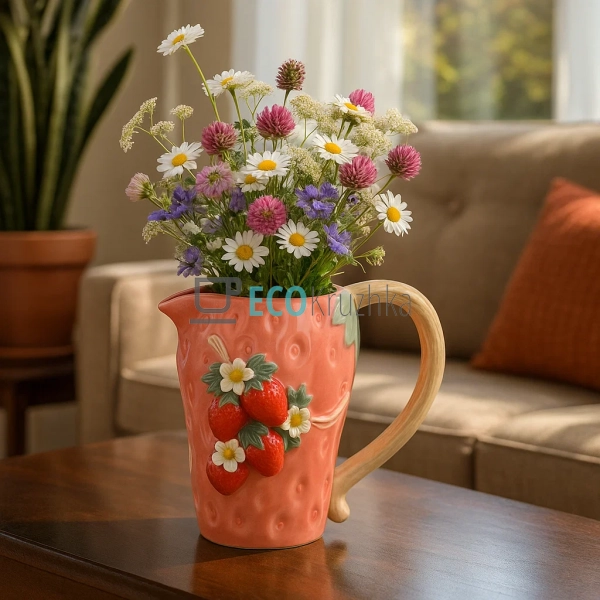 Ваза-глечик порцелянова Strawberry 26 см х 17 см х 22.5 ... Ваза-глечик порцелянова Strawberry 26 см х 17 см х 22.5 ...