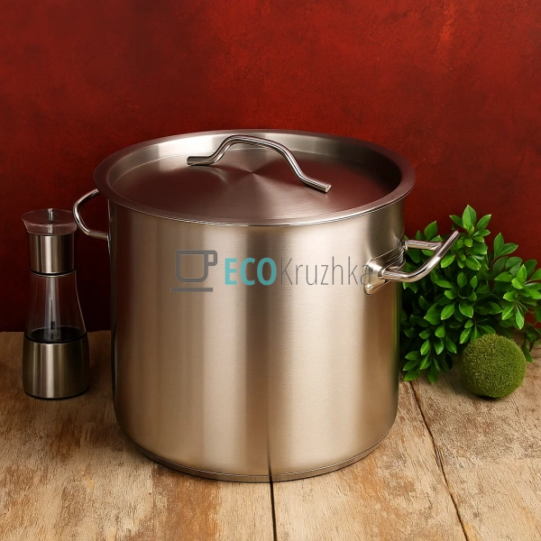 Велика каструля 15 л із нержавіючої сталі з кришкою Eden ... Велика каструля 15 л із нержавіючої сталі з кришкою Eden ...