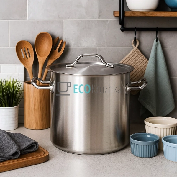 Велика каструля 20 л із нержавіючої сталі з кришкою Eden ... Велика каструля 20 л із нержавіючої сталі з кришкою Eden ...
