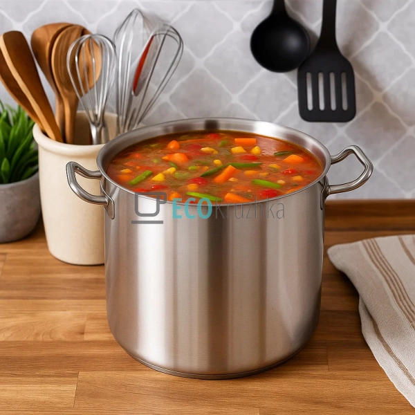 Велика каструля 20 л із нержавіючої сталі з кришкою Eden ... Велика каструля 20 л із нержавіючої сталі з кришкою Eden ...