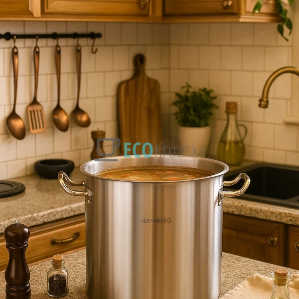 Велика каструля 25 л із нержавіючої сталі з кришкою Eden ... Велика каструля 25 л із нержавіючої сталі з кришкою Eden ...