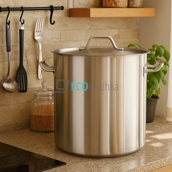 Велика каструля 25 л із нержавіючої сталі з кришкою Eden ... Велика каструля 25 л із нержавіючої сталі з кришкою Eden ...