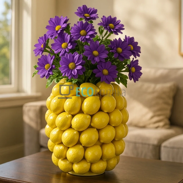 Декоративна порцелянова ваза Lemon жовта 29 см для квіті ... Декоративна порцелянова ваза Lemon жовта 29 см для квіті ...