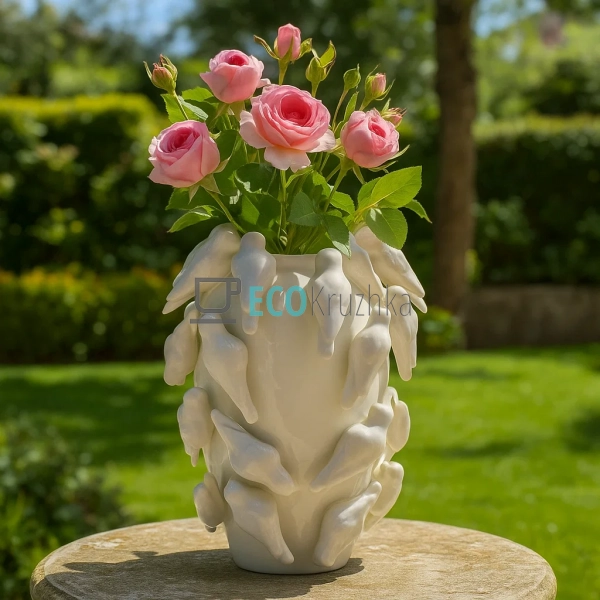 Декоративна порцелянова ваза Birds біла 24 см для квітів ... Декоративна порцелянова ваза Birds біла 24 см для квітів ...