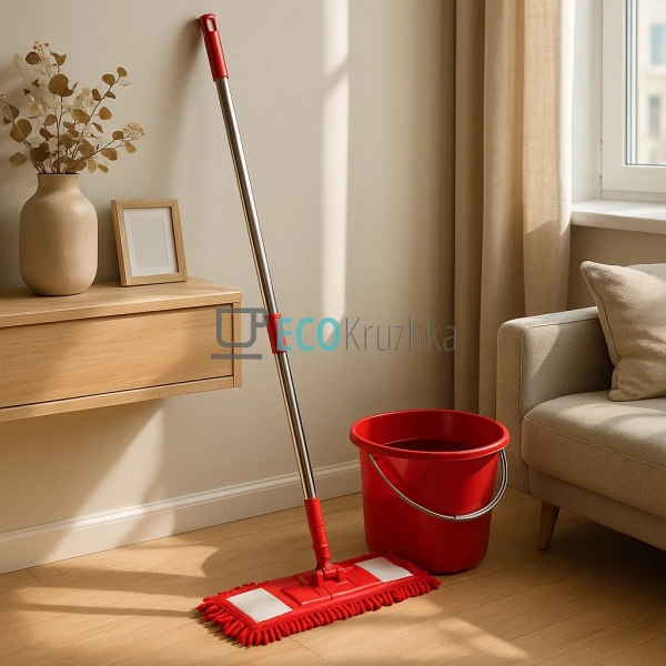 Телескопічна мікрофіброва швабра A‑PLUS 34 см червона 45 ... Телескопічна мікрофіброва швабра A‑PLUS 34 см червона 45 ...