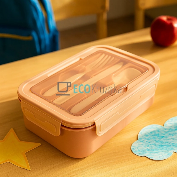 Ланч-бокс з приборами, трьохсекційний, 21.5х15х7 см, Рож ... Ланч-бокс з приборами, трьохсекційний, 21.5х15х7 см, Рож ...