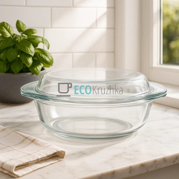 Скляна форма для запікання кругла 1.65 л термостійка Ede ...