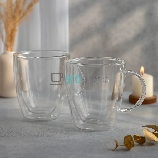 Набір чашок 2 шт 282 мл з подвійним дном Edenberg EB-19542