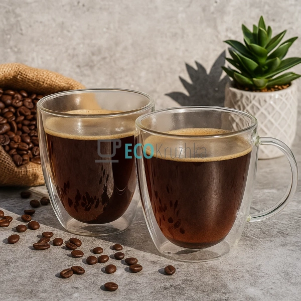 Набір чашок 2 шт 282 мл з подвійним дном Edenberg EB-195 ...