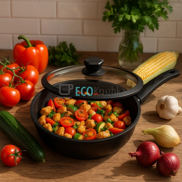 Глибока сковорода з кришкою та алмазним покриттям 26 х 6 ...