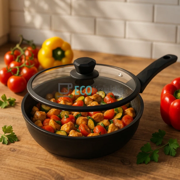 Глибока сковорода з кришкою та алмазним покриттям 28 х 7 ... Глибока сковорода з кришкою та алмазним покриттям 28 х 7 ...