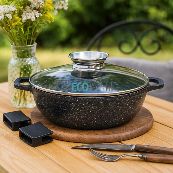 Сотейник 28 см (3.3 л) алюмінієвий з антипригарним марму ... Сотейник 28 см (3.3 л) алюмінієвий з антипригарним марму ...