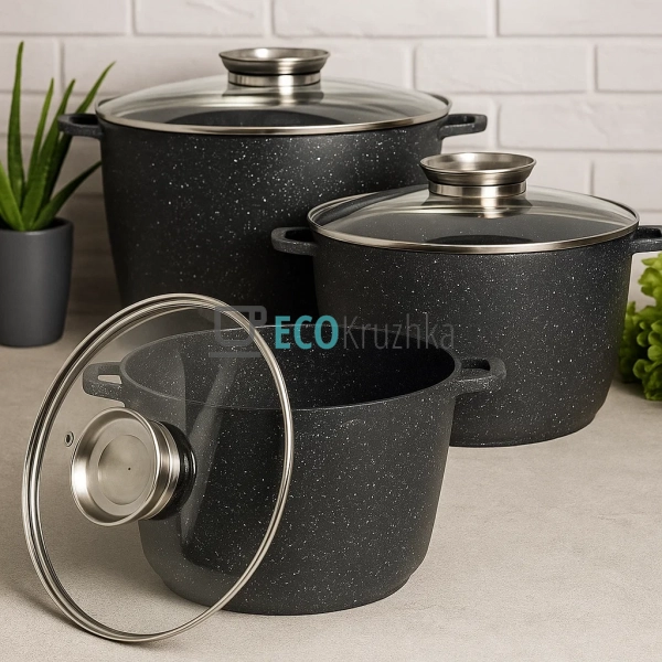 Набір каструль Edenberg з литого алюмінію 6 предметів (6 ... Набір каструль Edenberg з литого алюмінію 6 предметів (6 ...