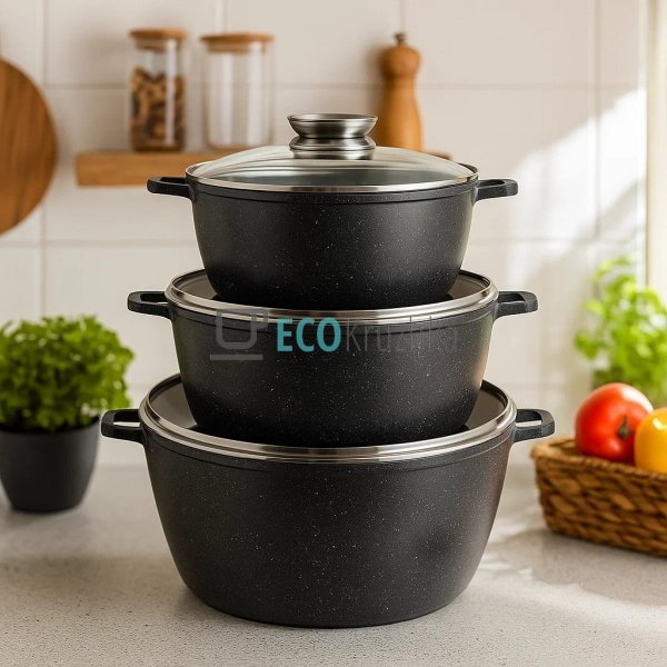 Набір алюмінієвих каструль Edenberg 6 предметів (10/13.5 ... Набір алюмінієвих каструль Edenberg 6 предметів (10/13.5 ...