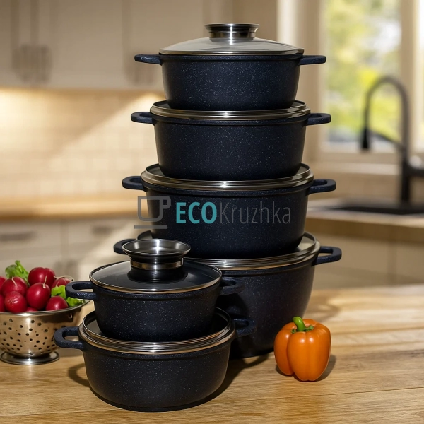 Набір алюмінієвих казанів Edenberg з антипригарним покри ... Набір алюмінієвих казанів Edenberg з антипригарним покри ...