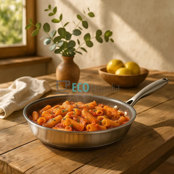 Сковорода 26 х 5 см нержавіюча професійна з кришкою (777 ... Сковорода 26 х 5 см нержавіюча професійна з кришкою (777 ...