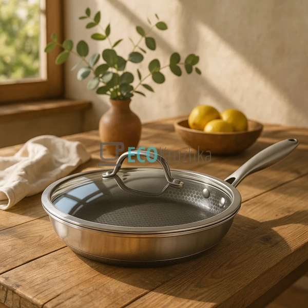 Сковорода 26 х 5 см нержавіюча професійна з кришкою (777 ... Сковорода 26 х 5 см нержавіюча професійна з кришкою (777 ...