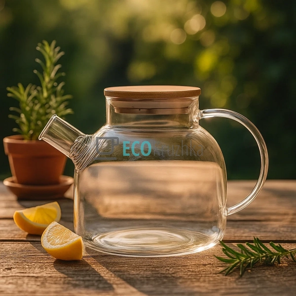 Чайник 1.8л, для заварювання скляний з бамбуковою кришко ... Чайник 1.8л, для заварювання скляний з бамбуковою кришко ...