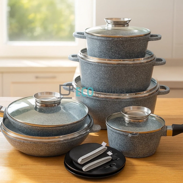 Набір каструль Edenberg 14 предметів з мармуровим антипр ... Набір каструль Edenberg 14 предметів з мармуровим антипр ...