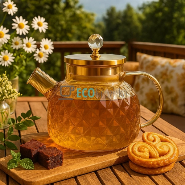 Чайник 1000 мл для заварювання скляний з металевою кришк ... Чайник 1000 мл для заварювання скляний з металевою кришк ...