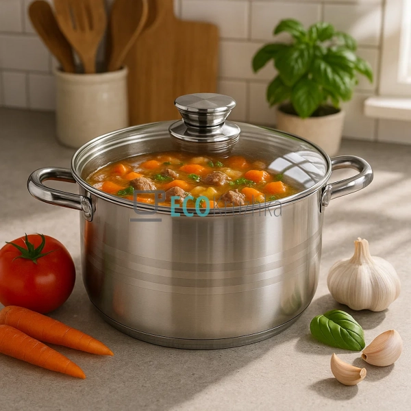 Каструля нержавіюча 10.2 л професійна з кришкою Edenberg ...