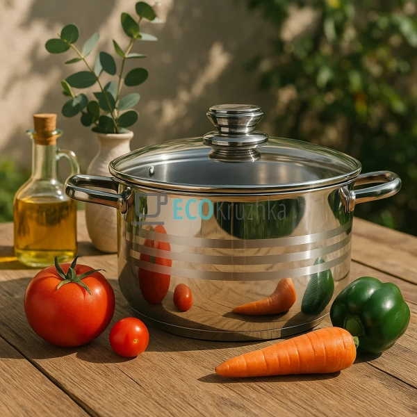 Каструля нержавіюча 10.2 л професійна з кришкою Edenberg ...