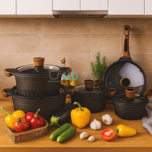 Набір посуду Edenberg з мармуровим покриттям антипригарн ...