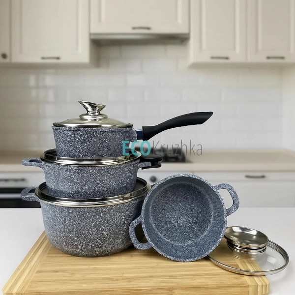 Набір каструль Edenberg 14 предметів з мармуровим антипр ... Набір каструль Edenberg 14 предметів з мармуровим антипр ...