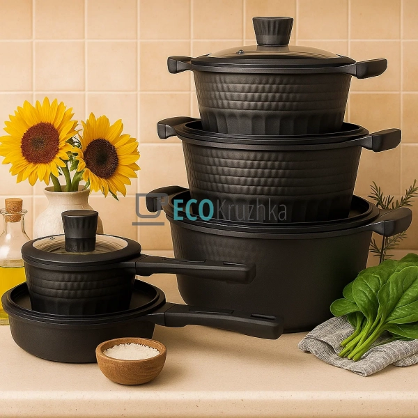Набір каструль Edenberg 10 предметів з мармуровим антипр ...
