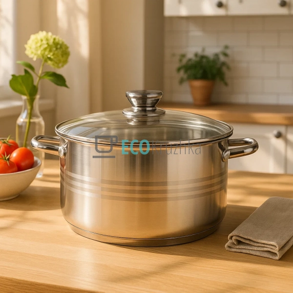 Каструля нержавіюча 27.6 л професійна з кришкою Edenberg ...