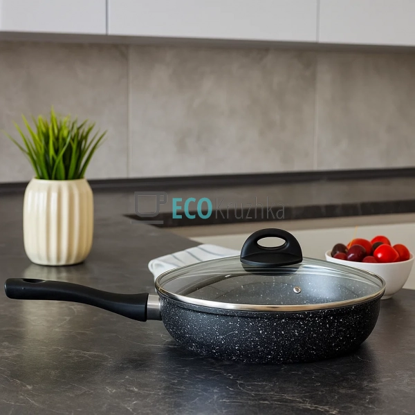 Сковорідка 20 см з кришкою та Мраморним покриттям EB-342 ...