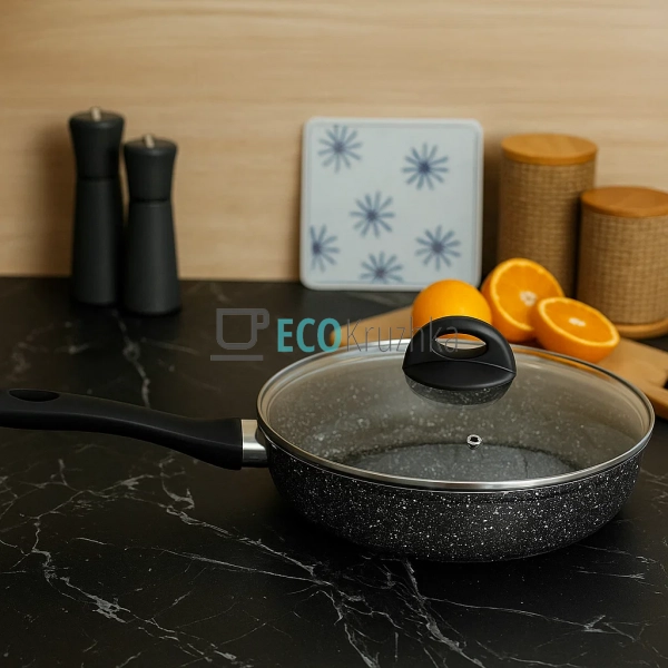 Сковорідка 20 см з кришкою та Мраморним покриттям EB-342 ...