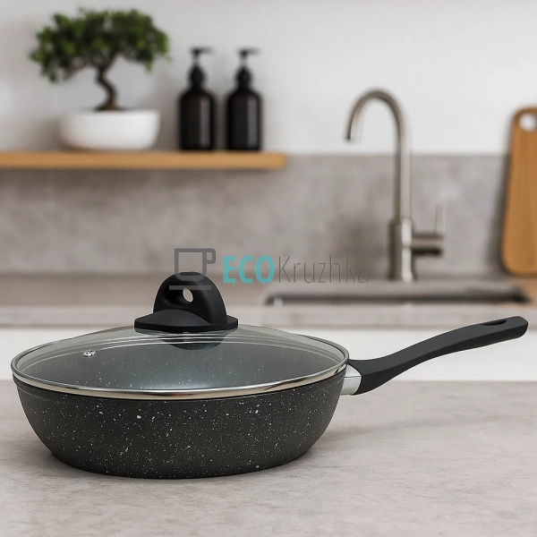 Сковорідка 26 см з кришкою та Мраморним покриттям EB-342 ... Сковорідка 26 см з кришкою та Мраморним покриттям EB-342 ...