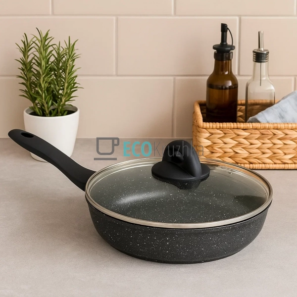 Сковорідка 24 см з кришкою та Мраморним покриттям EB-342 ... Сковорідка 24 см з кришкою та Мраморним покриттям EB-342 ...