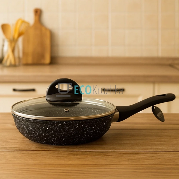 Сковорідка 22 см з кришкою та Мраморним покриттям EB-342 ... Сковорідка 22 см з кришкою та Мраморним покриттям EB-342 ...